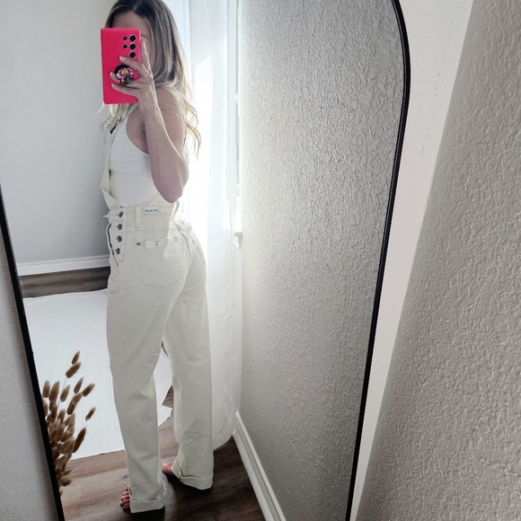 Judy Blue Garment Dyed Straight Leg Cuffed Hem Overalls Jumper Size Small New - Picture 9 of 14